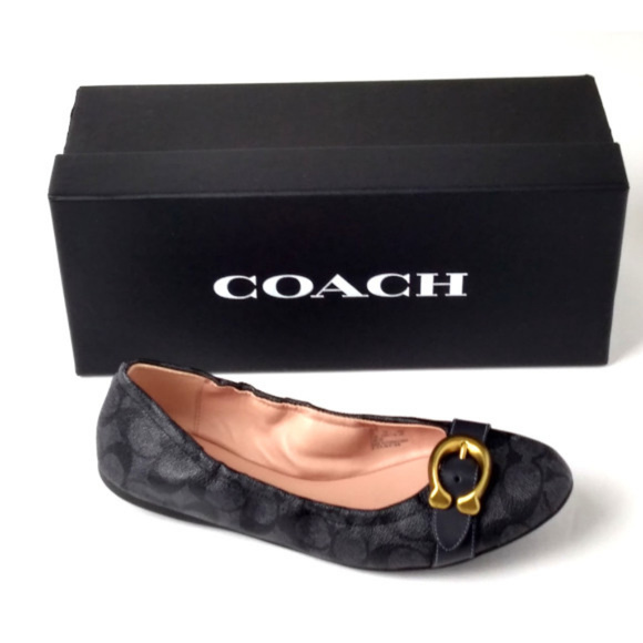 coach stanton signature buckle ballet flats